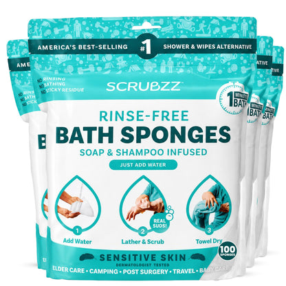 Scrubzz No-Rinse Bathing Wipes, 25 per Pack