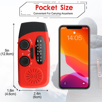 Emergency Crank Weather Radio, 14800mWh Solar Hand Crank Portable AM/FM/NOAA Weather Radio with 1W 3 Mode Flashlight & Reading Lamp, Cell Phone Charger, SOS for Home and Emergency