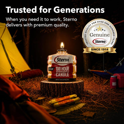 Sterno 100-Hour Emergency Candles, Power Outage Essential Supplies, 6-Pack