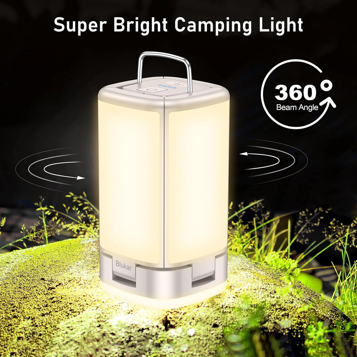 Blukar 116-LED Rechargeable Camping Lantern, Warm Gray