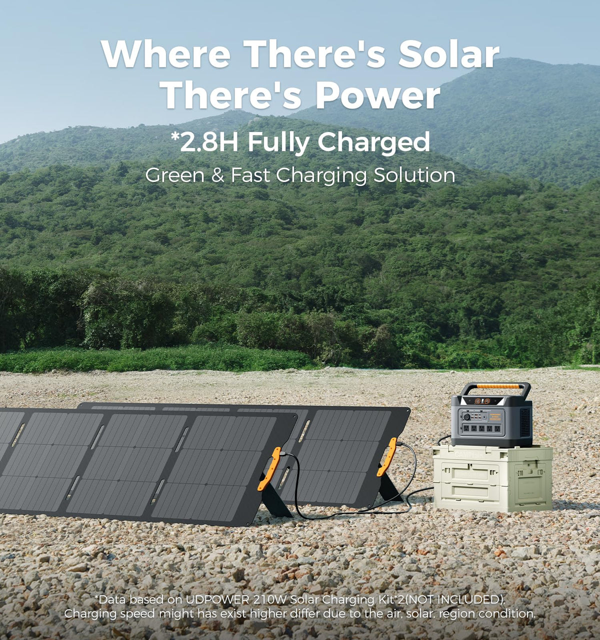 UDPOWER S1200 Solar Generator Kit, 1190Wh, 1200W, with 120W Panel