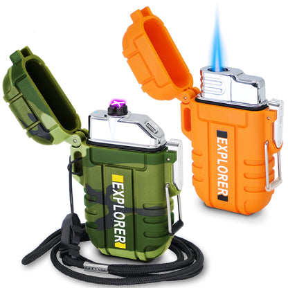 Laffizz Waterproof Outdoor Lighter, Dual Arc or Butane Torch