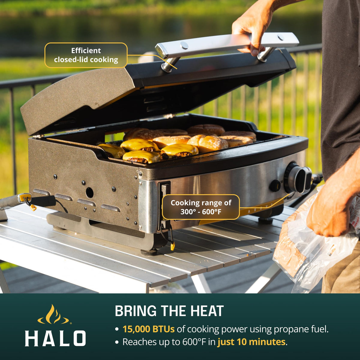 HALO Elite4B Outdoor Griddle, 4-Burner, 720 sq. in. Wind-Resistant Propane Cooking Surface