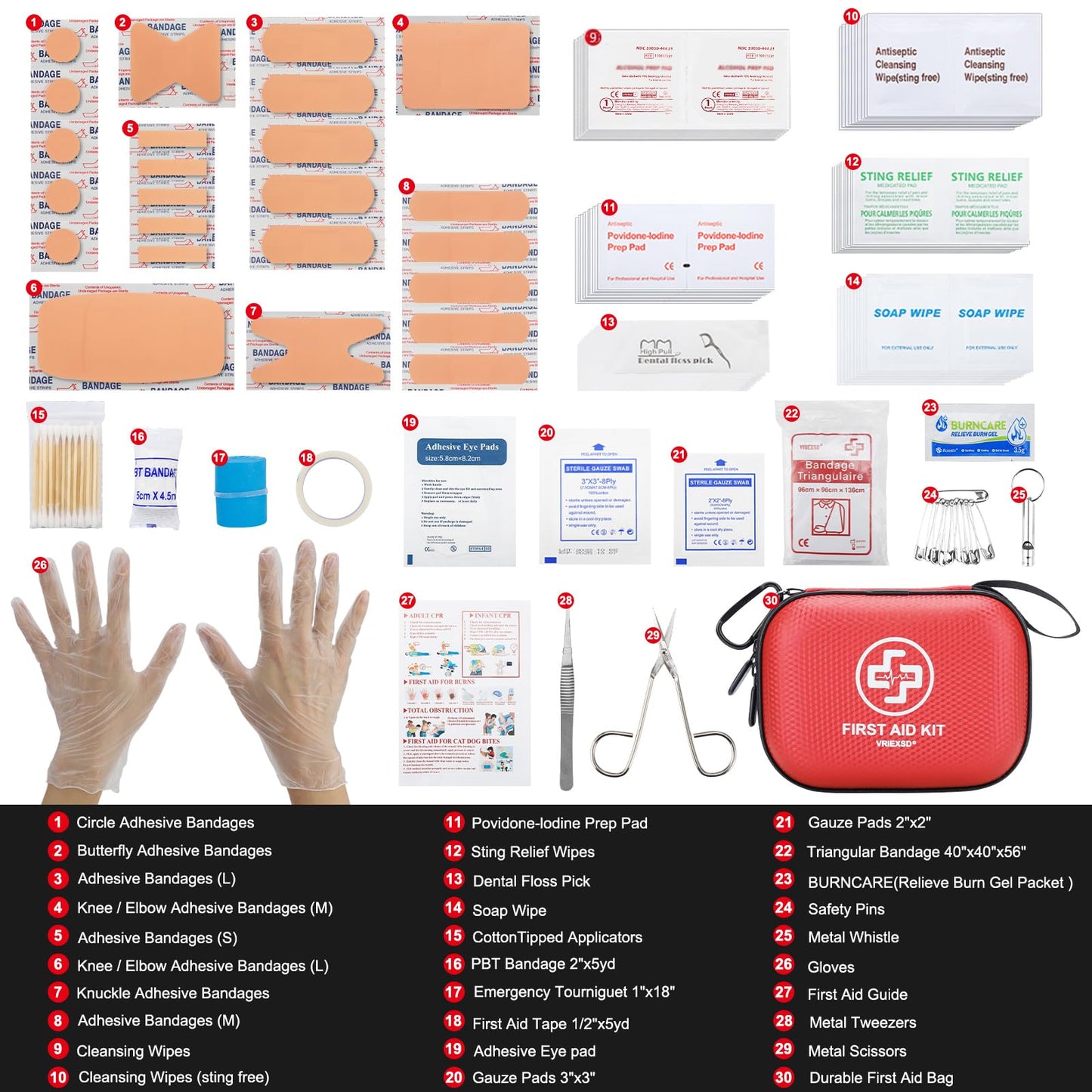 Mini First Aid Kit - 150 Piece Small Waterproof Hard Shell Medical Kit for Home, Car, Travel, Camping, Truck, Hiking, Sports, Office, Vehicle & Outdoor Emergencies- Small First Aid Medical Kit (Red)