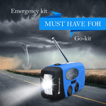Emergency Crank Weather Radio, 14800mWh Solar Hand Crank Portable AM/FM/NOAA Weather Radio with 1W 3 Mode Flashlight & Reading Lamp, Cell Phone Charger, SOS for Home and Emergency