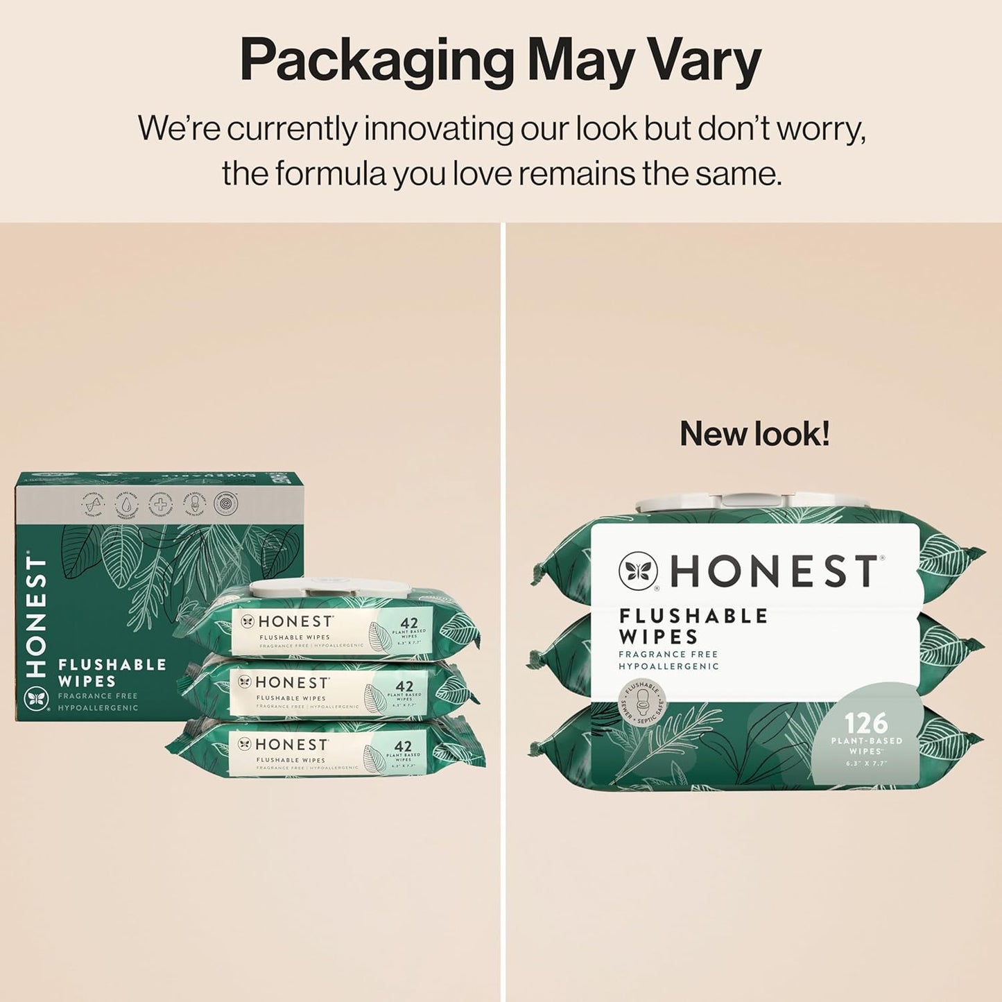 The Honest Company Hypoallergenic Flushable Wipes for Sensitive Skin, Gilded Wings, 42 Count
