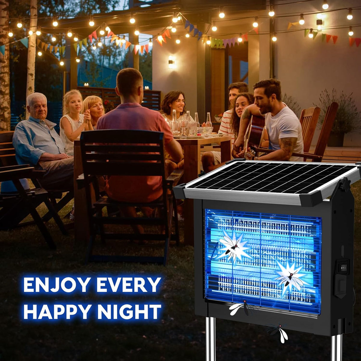 Solar Bug Zapper 4500V, Waterproof Mosquito Zapper Fly Traps Outdoor Patio