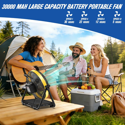 16" Solar Powered Fan with 20W Detachable Solar Panel, Black