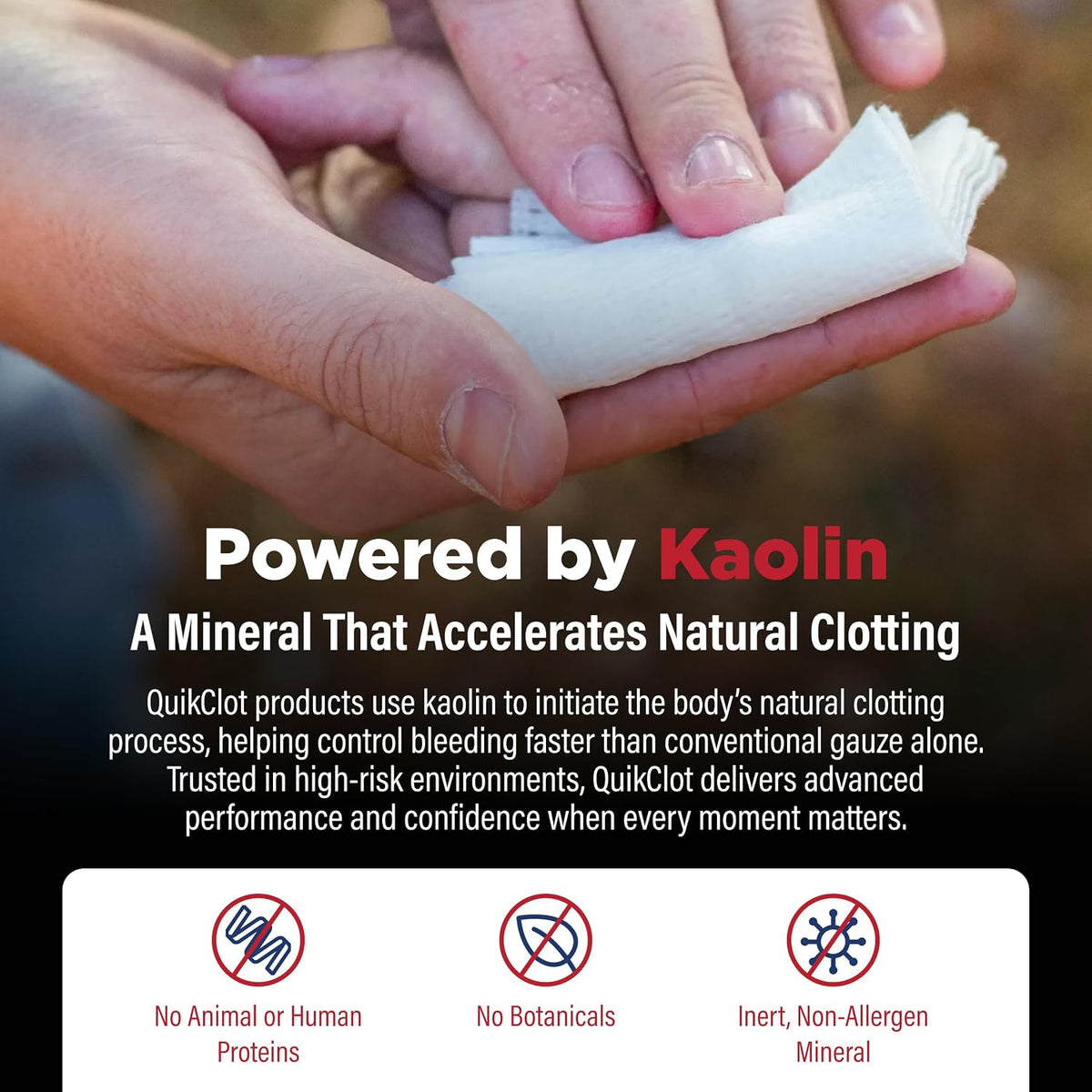 QuikClot Kaolin Clotting Gauze 2', 2 Pack