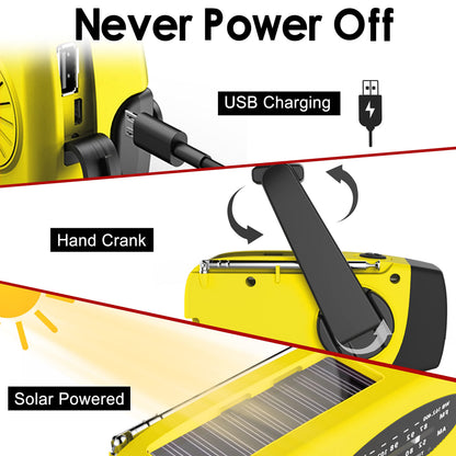 Emergency Crank Weather Radio, 14800mWh Solar Hand Crank Portable AM/FM/NOAA Weather Radio with 1W 3 Mode Flashlight & Reading Lamp, Cell Phone Charger, SOS for Home and Emergency