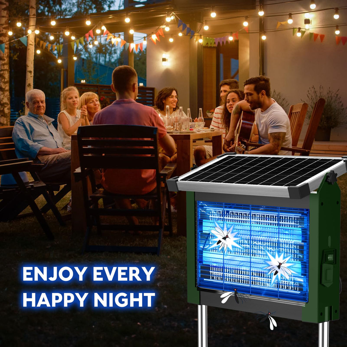 Solar Bug Zapper 4500V, Waterproof Mosquito Zapper Fly Traps Outdoor Patio