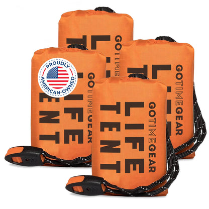 Go Time Gear Survival Life Tent • 2 Person Mylar Emergency Shelter Tube Tent + Paracord • All-Weather Protection for Camping, Hiking, & Survival Kits • Includes Emergency Whistle