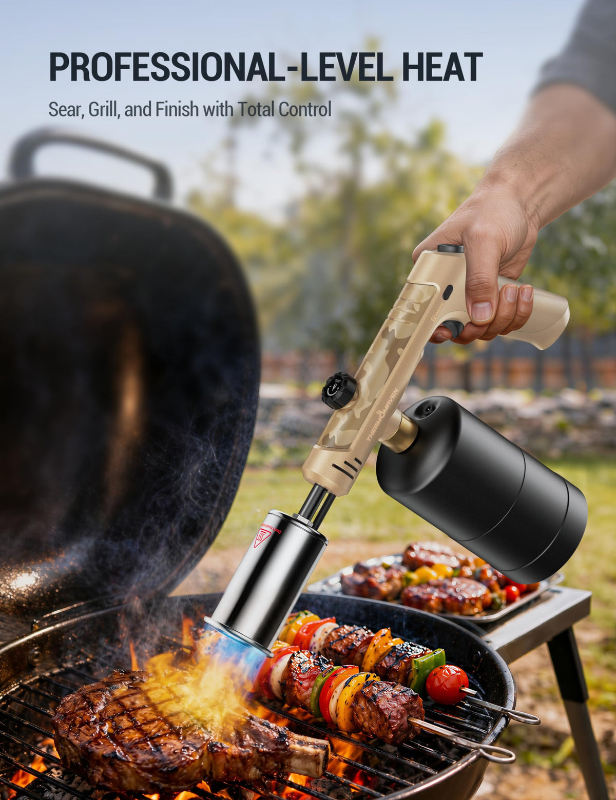 ThermoMaven Propane Torch Gun, One-Touch Max Fire Flame Thrower, Silver