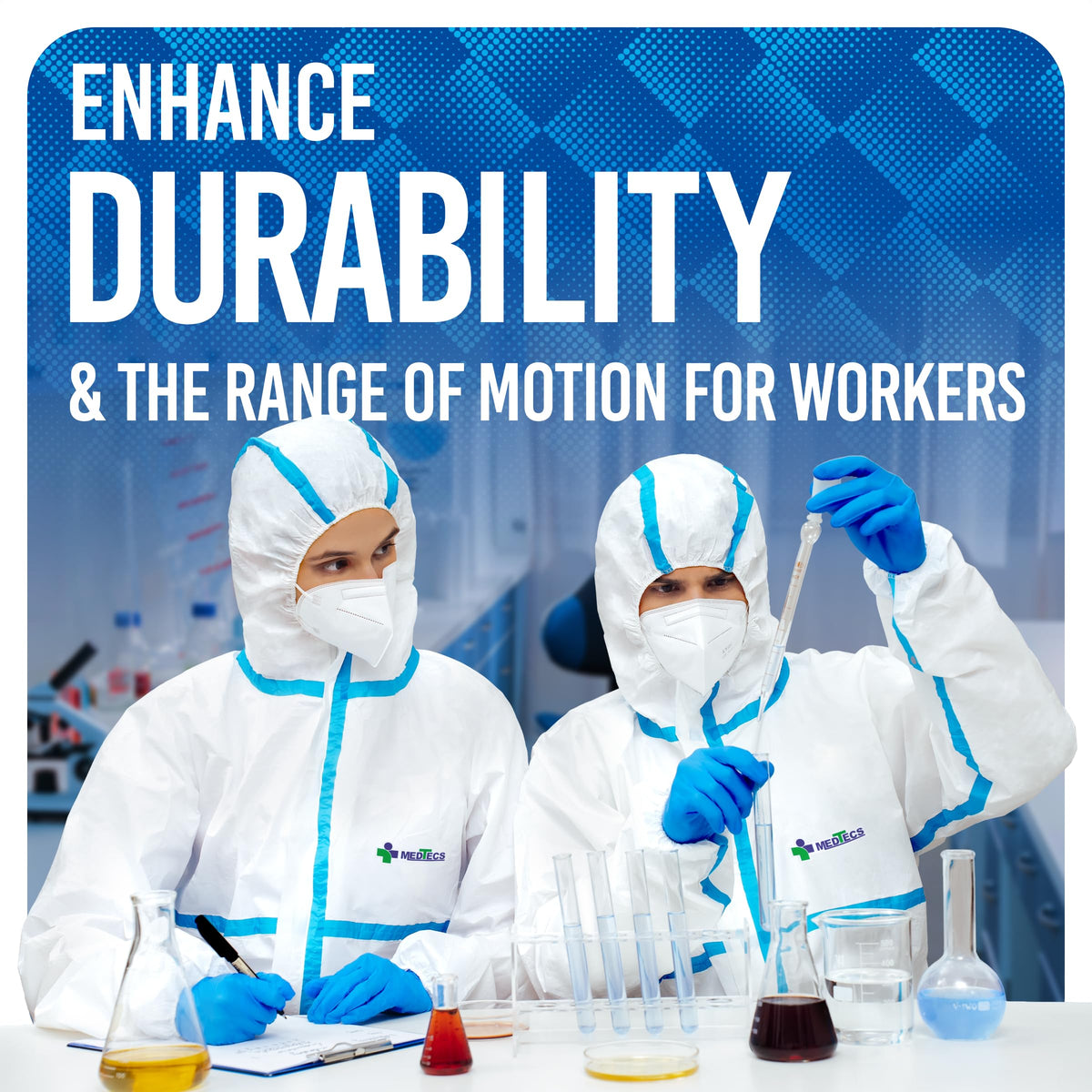 Medtecs Disposable Coverall Suits, Medical Protective PPE, 6 Sizes