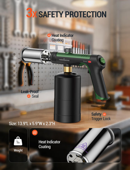 ThermoMaven Propane Torch Gun, One-Touch Max Fire Flame Thrower, Silver