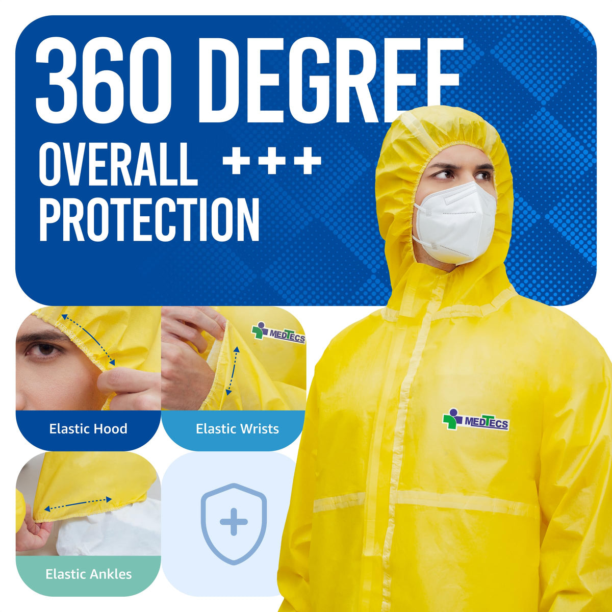 Medtecs Disposable Coverall Suits, Medical Protective PPE, 6 Sizes