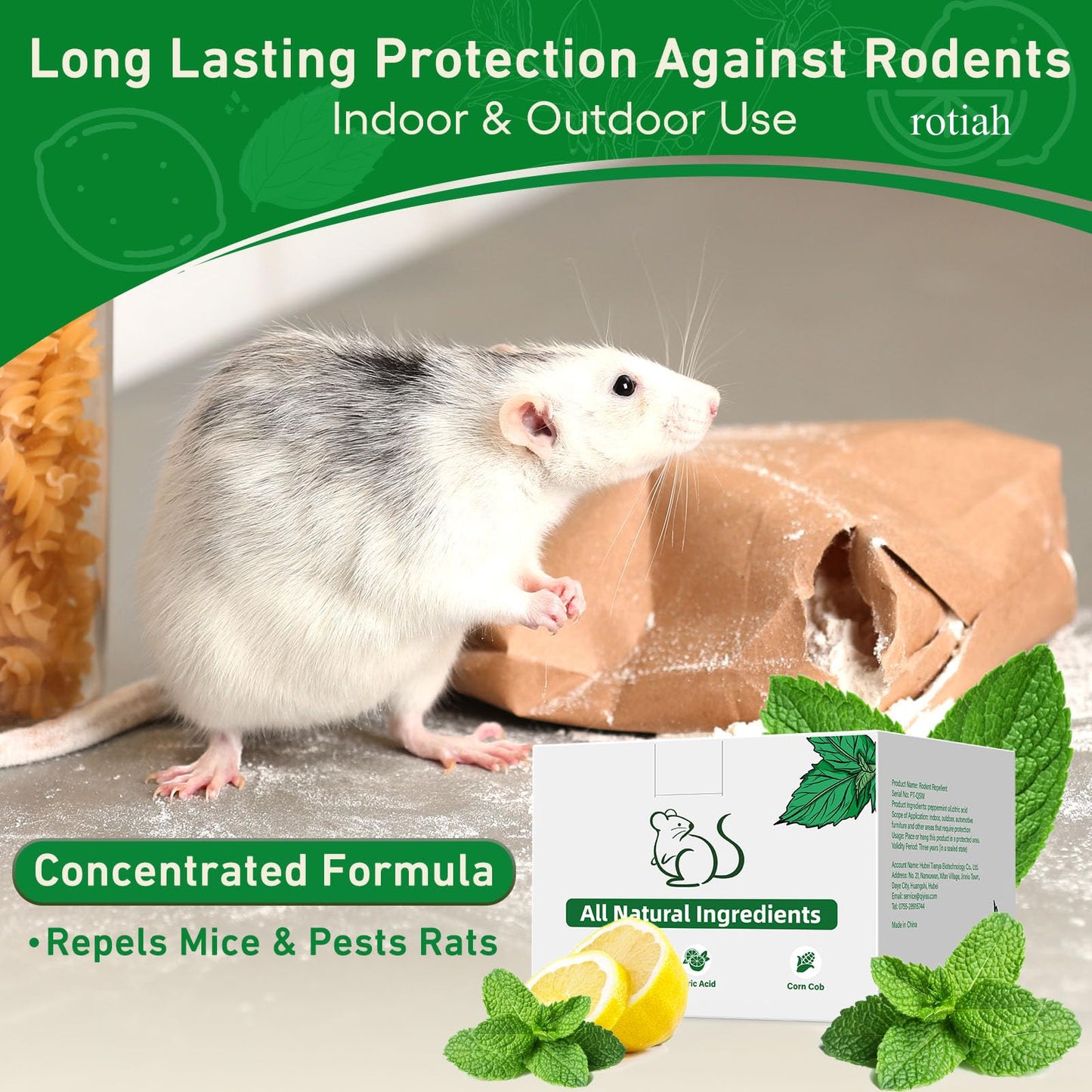 Pest Rodent Repellent,18 Pack Peppermint Oil Repellent for Mouse Rats Spider Roach Ant Squirrel Pest Control Indoor & Outdoor, Natural Mice Deterrent Replace Trap Poisoning Family & Pet Safe Green