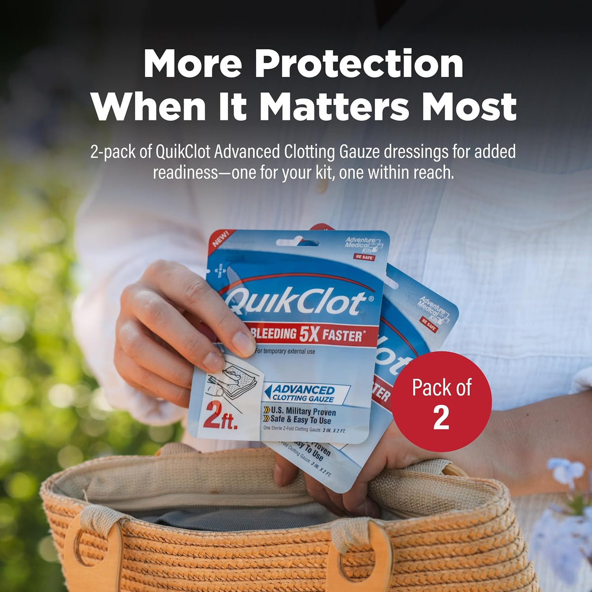 QuikClot Kaolin Clotting Gauze 2', 2 Pack