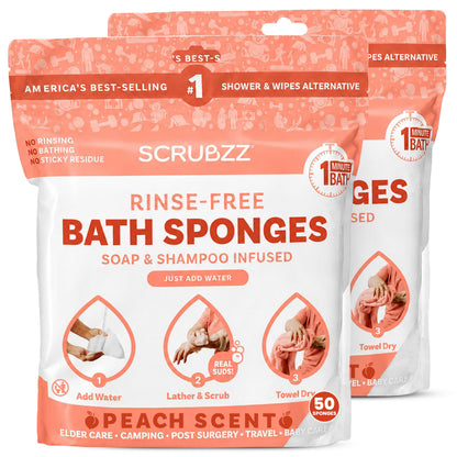 Scrubzz No-Rinse Bathing Wipes, 25 per Pack