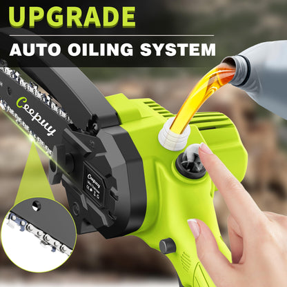 CEEPUY Mini Chainsaw Cordless,6 Inch Portable Electric Chainsaw with Automatic Oiler/Security Lock/Battery Powered Small Handheld Saw for Trees Branches Trimming,Wood Cutting, Gifts for Men Women