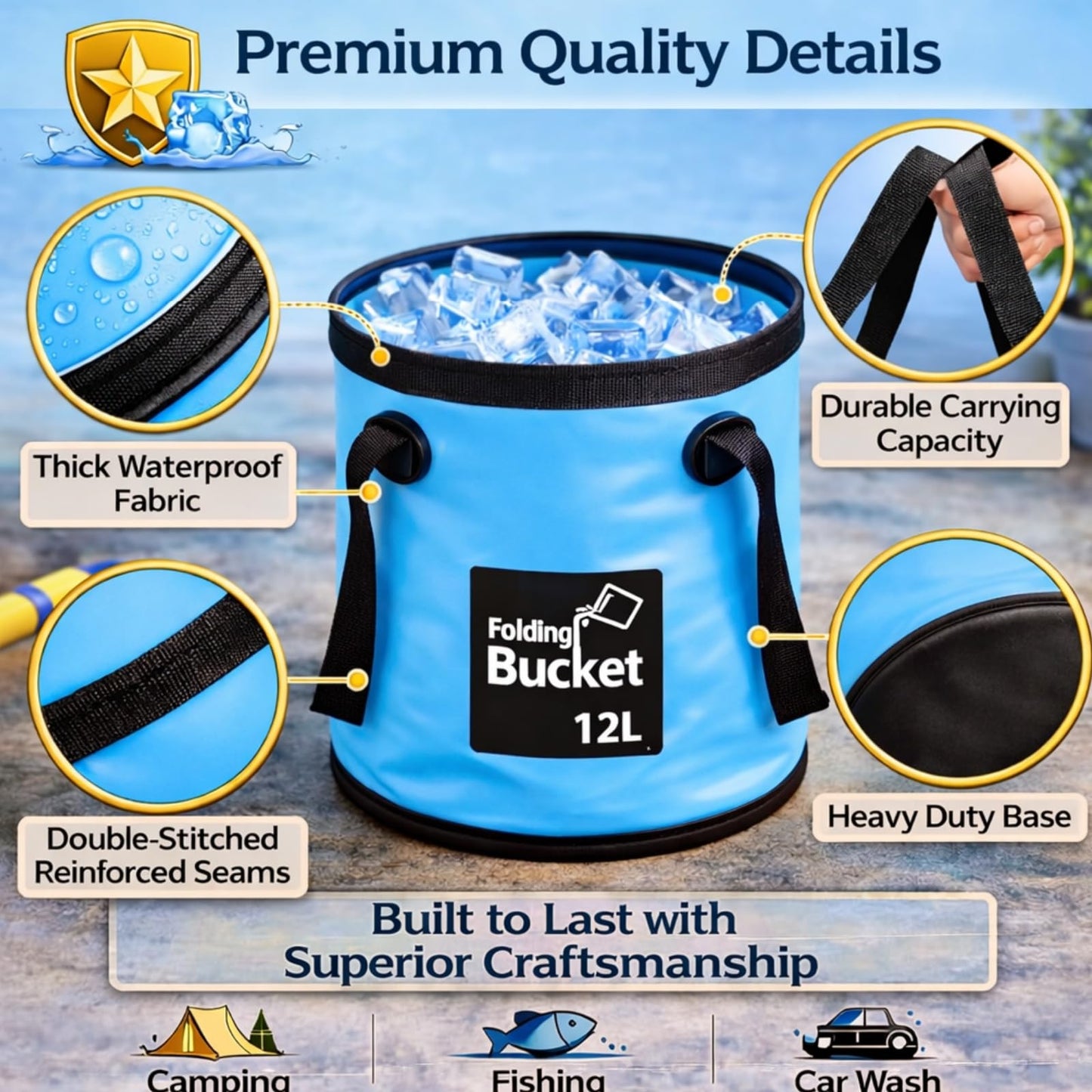 3 Gallon 4 Pack Collapsible Bucket, Foldable Water Bucket with Handles, Portable Camping Buckets for Fishing, Hiking, Cleaning, Outdoor & Travel Use (Multicolor)