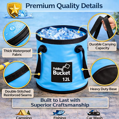 3 Gallon 4 Pack Collapsible Bucket, Foldable Water Bucket with Handles, Portable Camping Buckets for Fishing, Hiking, Cleaning, Outdoor & Travel Use (Multicolor)