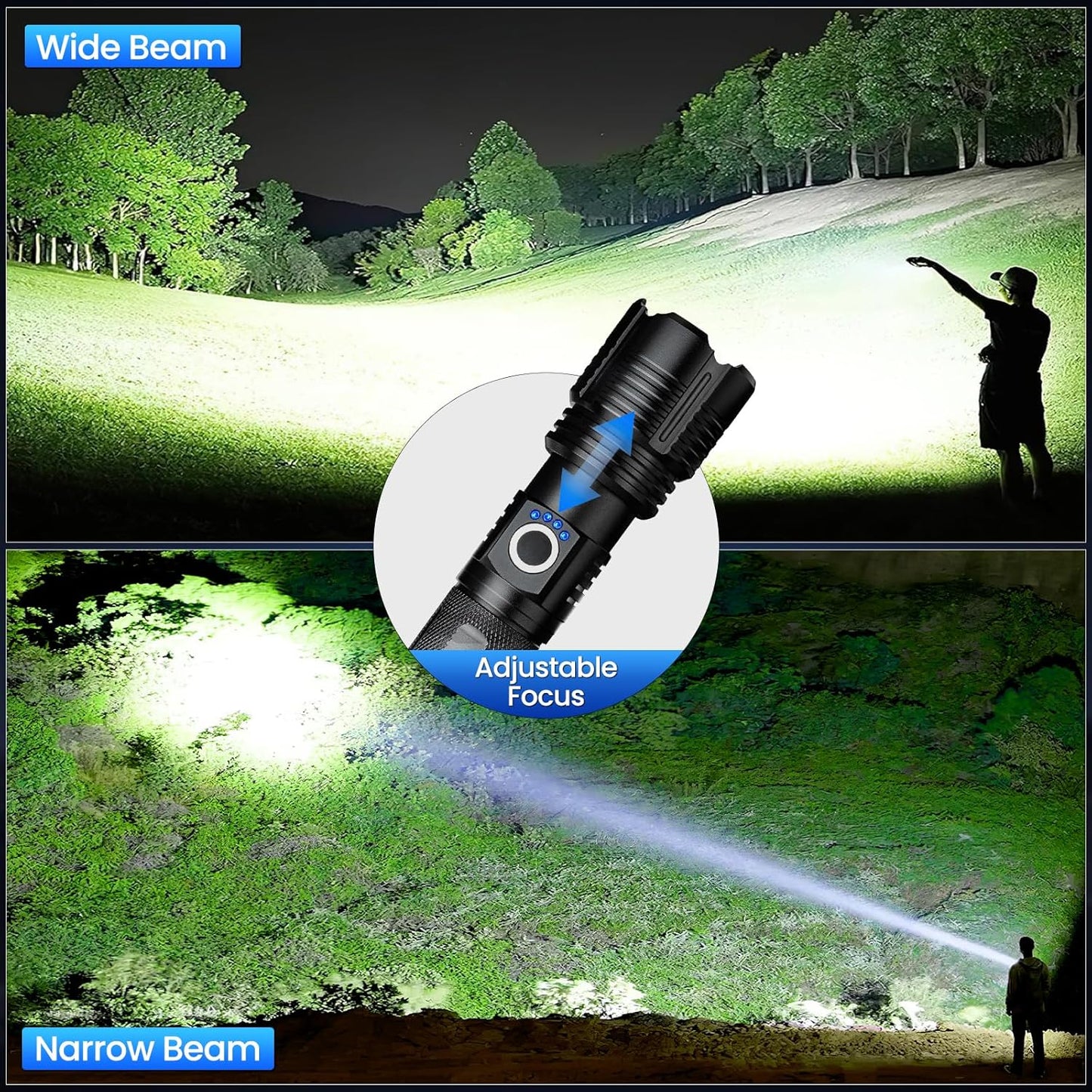 MILAOSHU 4 Pack Flashlight Rechargeable 99,000 High Lumens, Super Bright Rechargeable Flashlights for Home, Powerful LED Flash Light with 5 Light Modes, IPX7 Waterproof for Outdoor, Camping