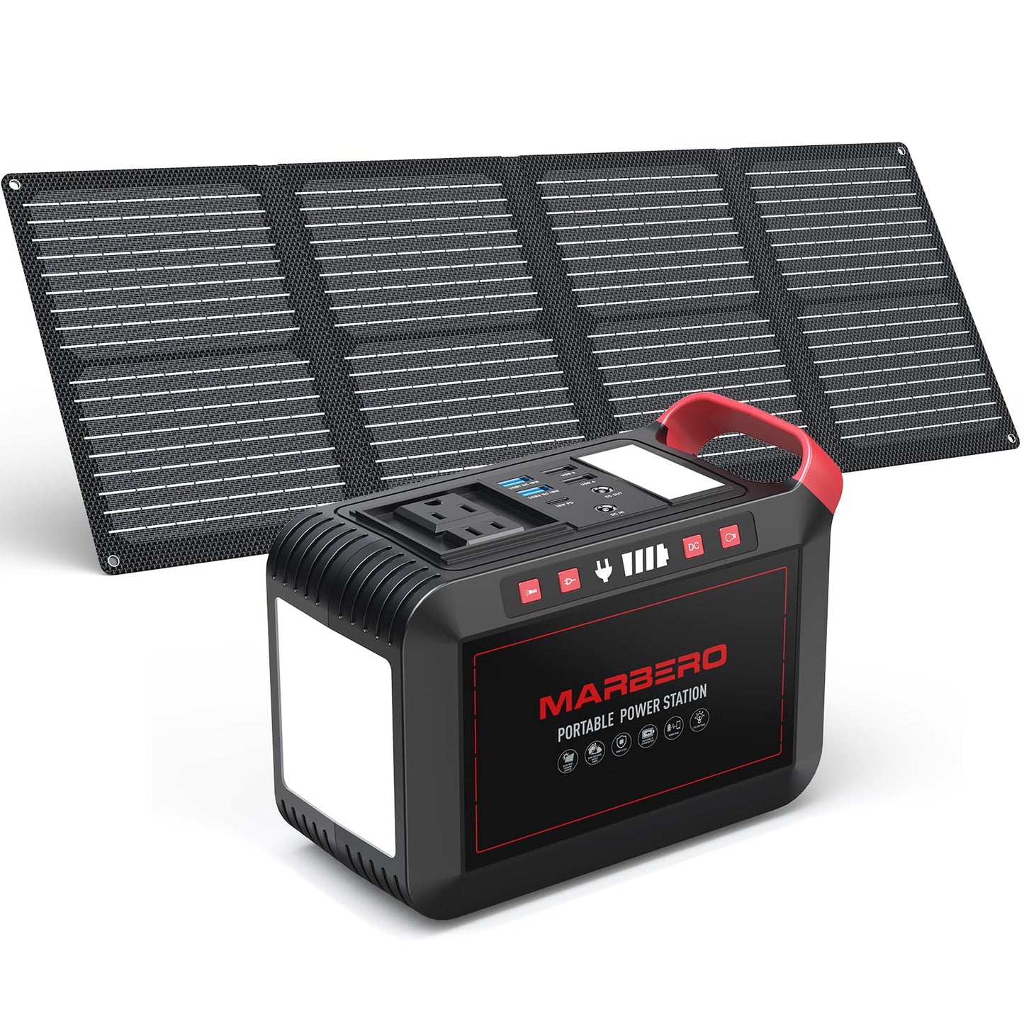 MARBERO Portable Power Station 88Wh Camping Lithium Battery Solar Generator Fast Charging with AC Outlet 120W Peak Power Bank(Solar Panel Optional) for Home Backup Outdoor Emergency RV Van Hunting