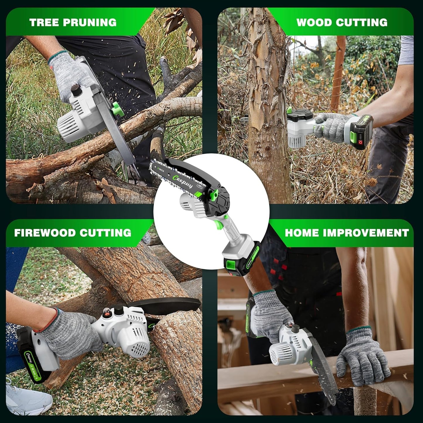 CEEPUY Mini Chainsaw Cordless,6 Inch Portable Electric Chainsaw with Automatic Oiler/Security Lock/Battery Powered Small Handheld Saw for Trees Branches Trimming,Wood Cutting, Gifts for Men Women