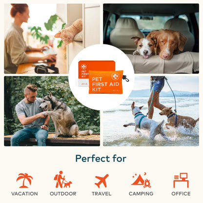 ARCA PET Cat & Dog First Aid Kit for Car - Pet Emergency Kit for Home Office Travel – Dog Camping Essentials with Digital Thermometer, Muzzle & Mini First Aid Pouch