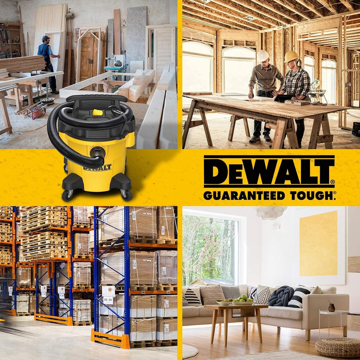 DEWALT DXV05P 5-Gallon Wet/Dry Vac, 4 Peak HP, 1-7/8-Inch Hose, Yellow