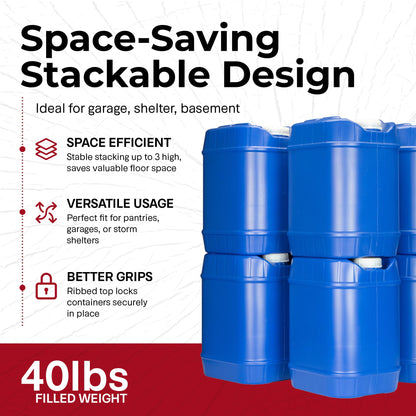 5-Gallon Stackable Water Storage Containers, 4-Pack