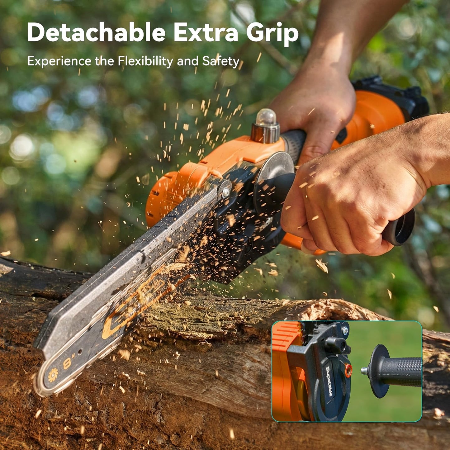 Mini Chainsaw Cordless, 8 Inch & 6 Inch Electric Chainsaw Battery Powered, 1000W Brushless Handheld Power Chain Saw with 2 Batteries, Small Tree Saw for Branch Trimming Wood Cutting