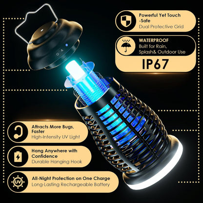 Cordless 4200V Rechargeable Bug Zapper, Portable Fly & Mosquito Trap