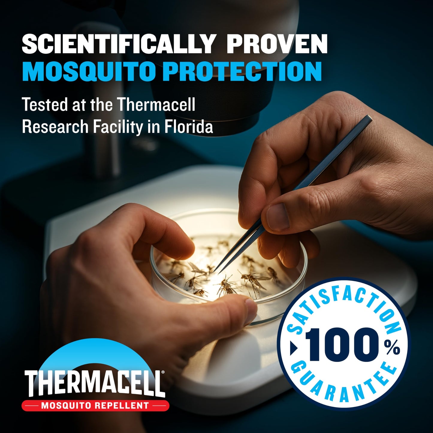 Thermacell Fuel-ZoneGuard Base Fuel Powered Mosquito Repeller; 15-Foot Zone of Scientifically Proven Outdoor Protection; Patio Shield; 12-Hr Refill; DEET-Free; Bug Spray Alternative; Glacial Blue