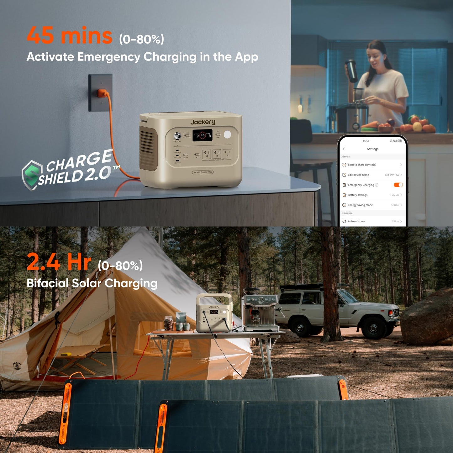 Jackery Explorer 1000 v2 Portable Power Station,1070Wh LiFePO4 Battery,1500W AC/100W USB-C Output, 1 Hr Fast Charge, Solar Generator for Camping,Emergency, RV, Off-Grid Living(Dune White)