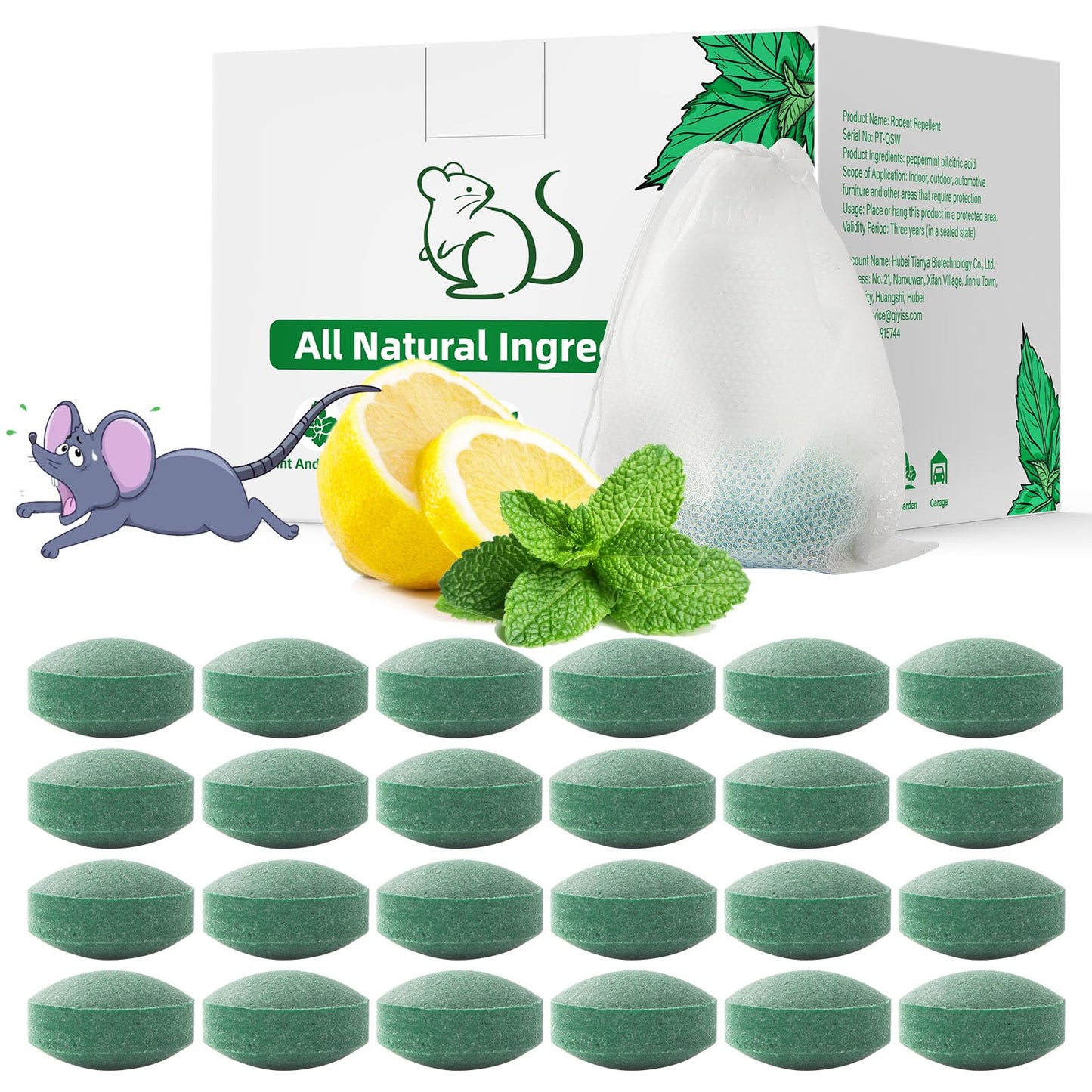 Pest Rodent Repellent,18 Pack Peppermint Oil Repellent for Mouse Rats Spider Roach Ant Squirrel Pest Control Indoor & Outdoor, Natural Mice Deterrent Replace Trap Poisoning Family & Pet Safe Green
