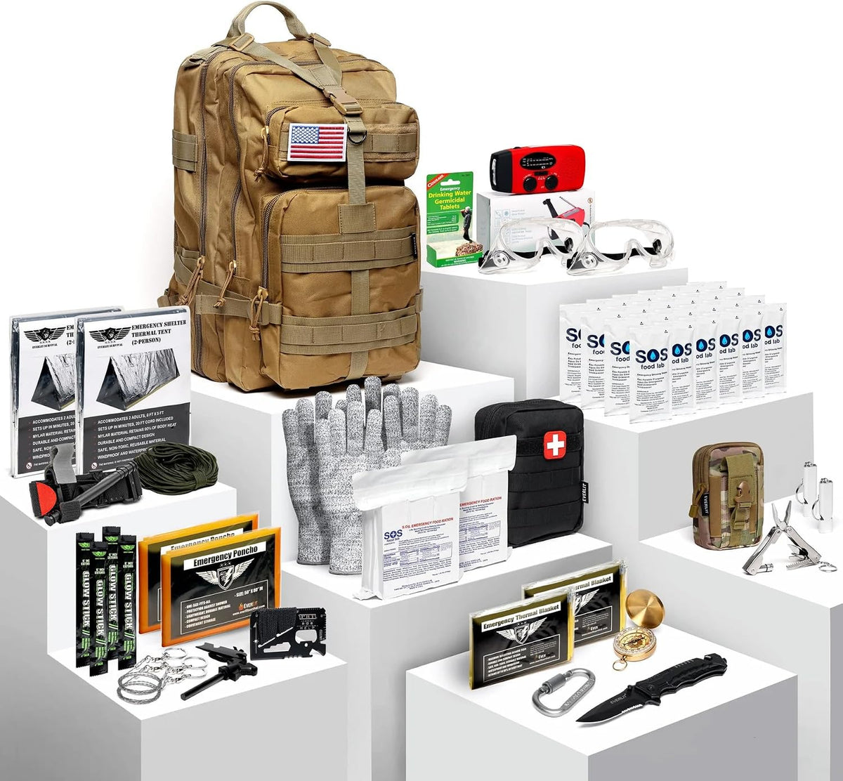 EVERLIT 72-Hour Emergency Bug Out Bag Survival Kit for Earthquakes, Hurricanes & Floods