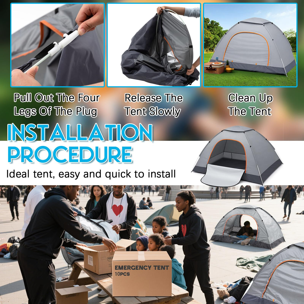 Bulk Pop-Up Camping Tents, 5, 10 or 15 Pack