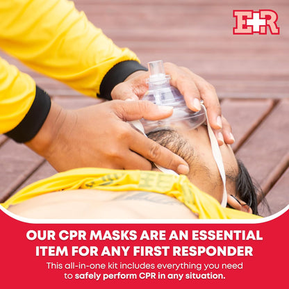 Adult & Infant CPR Mask Combo Kit, 2 Masks with One-Way Valves, Gloves & Prep Pads, Red
