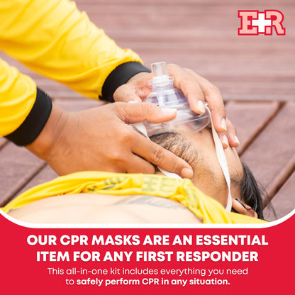 Adult & Infant CPR Mask Combo Kit, 2 Masks with One-Way Valves, Gloves & Prep Pads, Red