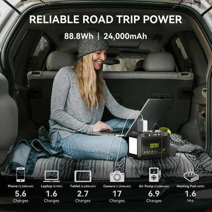 MARBERO Portable Power Station 88Wh Camping Lithium Battery Solar Generator Fast Charging with AC Outlet 120W Peak Power Bank(Solar Panel Optional) for Home Backup Outdoor Emergency RV Van Hunting