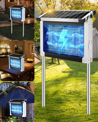 Solar Bug Zapper 4500V, Waterproof Mosquito Zapper Fly Traps Outdoor Patio