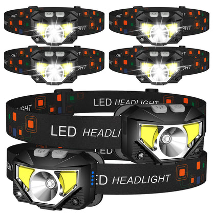 LHKNL Headlamp Flashlight, Lumen Ultra-Light Bright LED Rechargeable Headlight with White Red Light, 2-Pack Waterproof Motion Sensor Head Lamp,8 Modes for Outdoor Camping Running Hiking Fishing