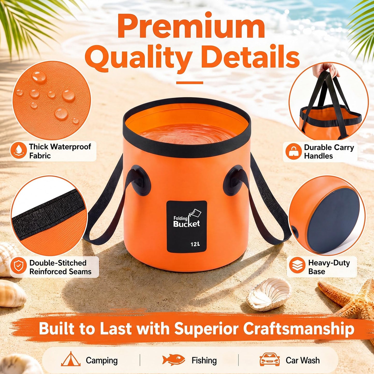 3 Gallon 4 Pack Collapsible Bucket, Foldable Water Bucket with Handles, Portable Camping Buckets for Fishing, Hiking, Cleaning, Outdoor & Travel Use (Multicolor)