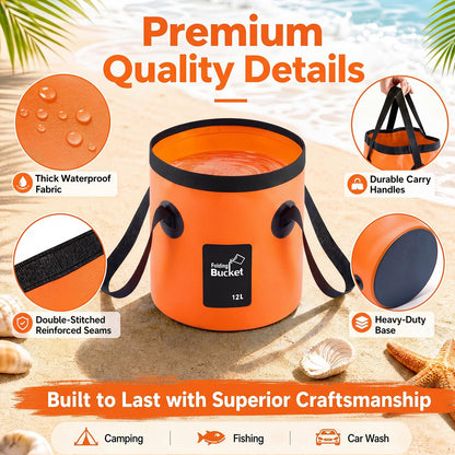 3 Gallon 4 Pack Collapsible Bucket, Foldable Water Bucket with Handles, Portable Camping Buckets for Fishing, Hiking, Cleaning, Outdoor & Travel Use (Multicolor)