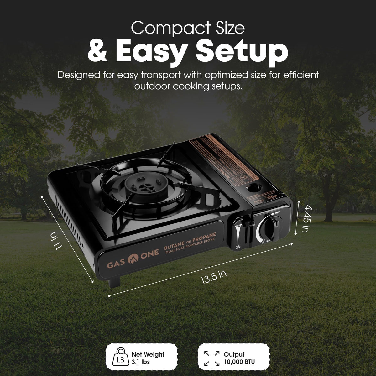 GasOne GS-3400P Dual-Fuel Propane/Butane Camping Stove with Carrying Case
