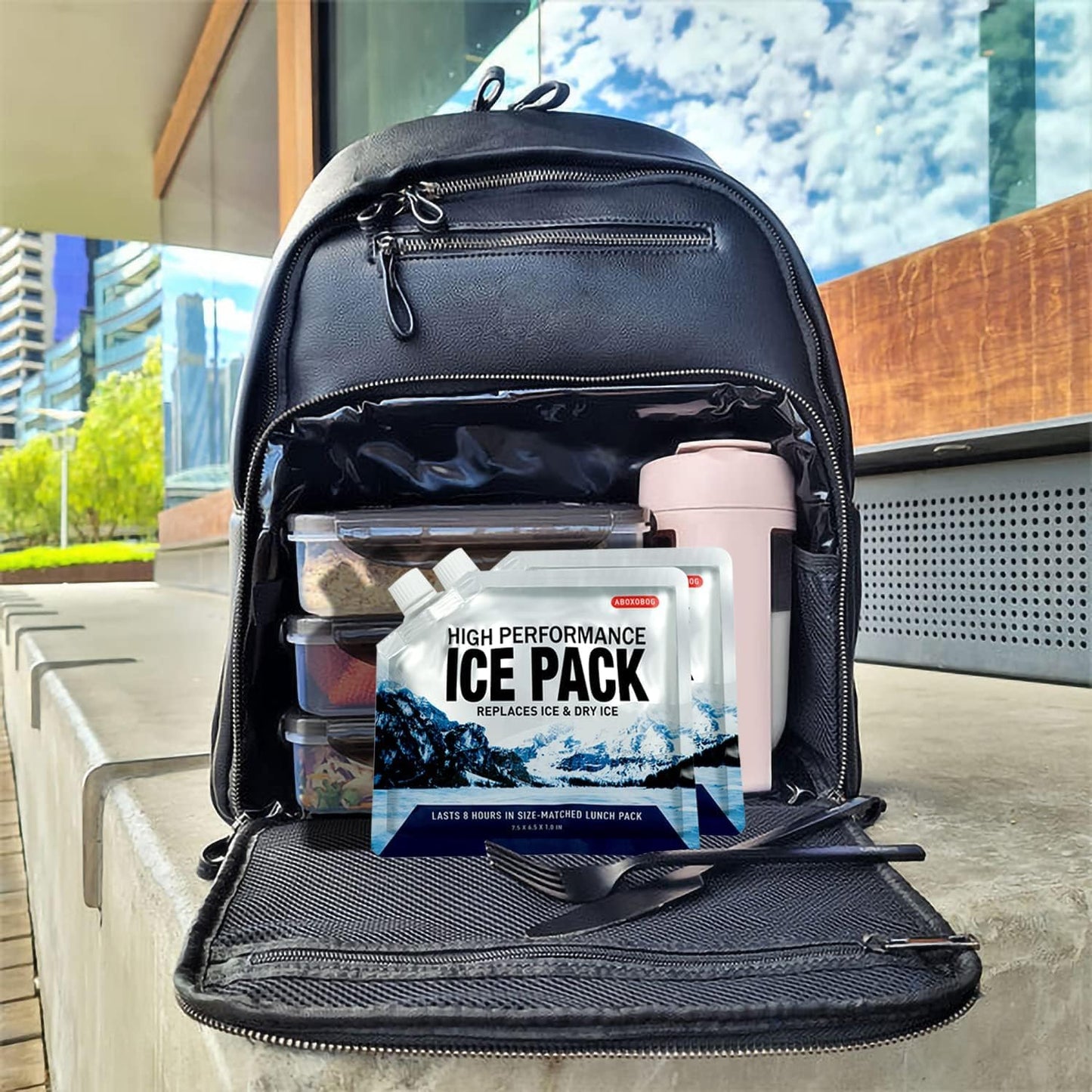 Reusable Ice Packs for Coolers Long Lasting Gel Freezer Packs for Lunch Bags Cooler Backpack Lunch Box for Camping & Picnics (9.8"x9.8"x4P)