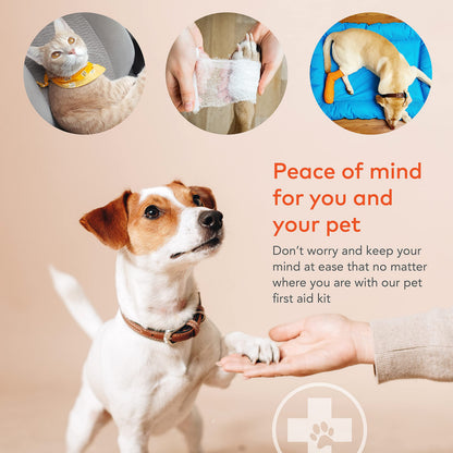 ARCA PET Cat & Dog First Aid Kit for Car - Pet Emergency Kit for Home Office Travel – Dog Camping Essentials with Digital Thermometer, Muzzle & Mini First Aid Pouch