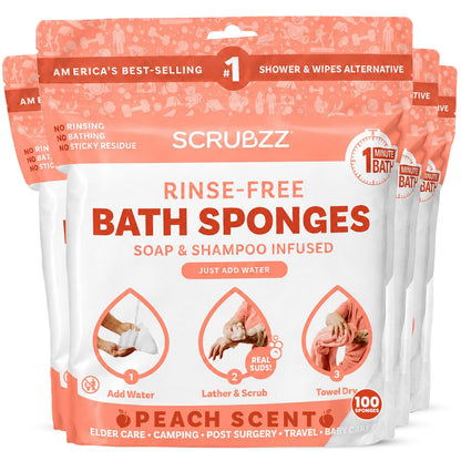 Scrubzz No-Rinse Bathing Wipes, 25 per Pack